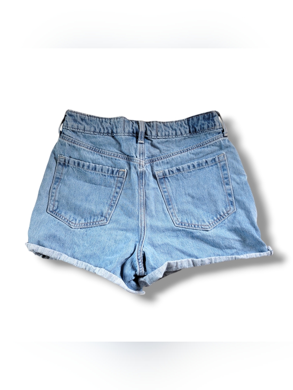 American Eagle Outfitters High Waist Denim Blue & Pink Cargo Shorts - Picture 5 of 16